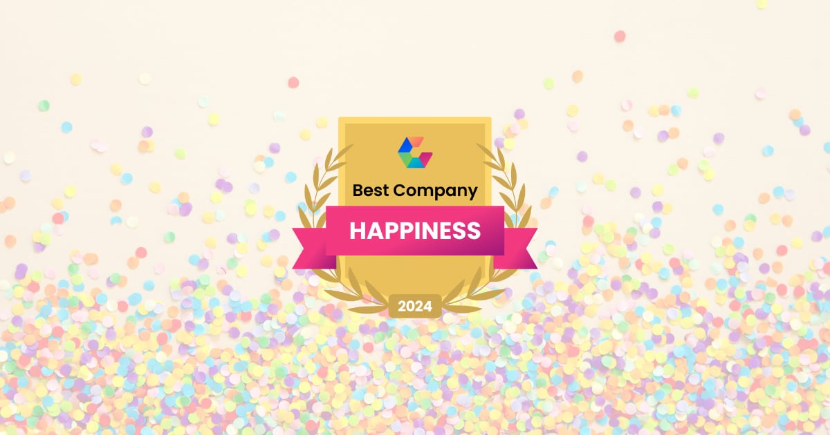 Comparably Company Happiness Award overlaid on confetti background